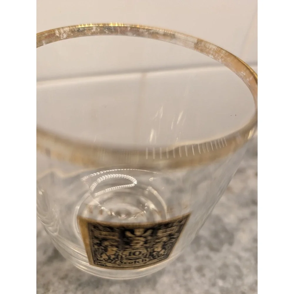 Vintage Thorne's Scotch Whisky Rocks Glasses Gold Rimmed‎ Set Of 4